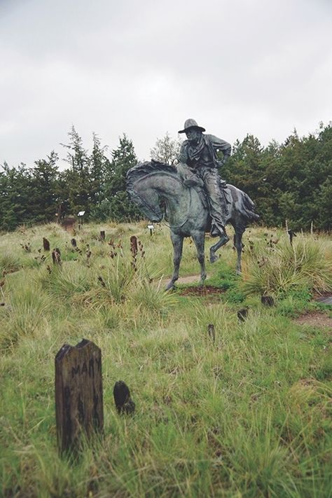 Texas artist Robert Summers’s Trail Boss looks over the cowhands and others who were buried on Ogallala, Nebraska’s Boot Hill cemetery during the Western Trail era. Ogallala Nebraska, Chickasaw Nation, Boot Hill, Chisholm Trail, Western Trail, Texas Panhandle, Texas Cowboys, Cattle Drive, Trail Boss