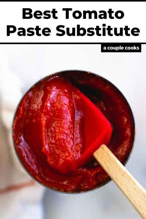 Don’t have tomato paste and need an alternative while you’re cooking? Here’s the best tomato paste substitute to use in recipes. #tomatopaste #substitute #substitutefortomatopaste Homemade Tomato Paste, Tomato Paste Recipe, Dessert Recipes Cookies, A Couple Cooks, Vegan Recipes Plant Based, Paste Recipe, Vegetarian Cookbook, Couple Cooking, Ingredient Substitutions