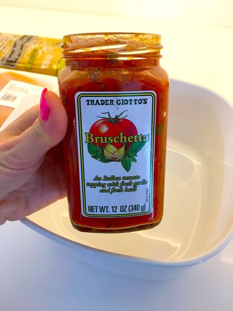 Have you guys tried Trader Joe’s Bruschetta in a jar before? It is, without a doubt, one of the best Trader Joe’s products and that’s saying a lot since I love all things Trader J… Trader Joe’s Bruschetta, Bruschetta In A Jar, Broke Meals, Chicken Bruschetta Bake, Bruschetta Dip, Good Dinners, Chicken Bruschetta Recipe, Trader Joes Snacks, Chicken Bruschetta