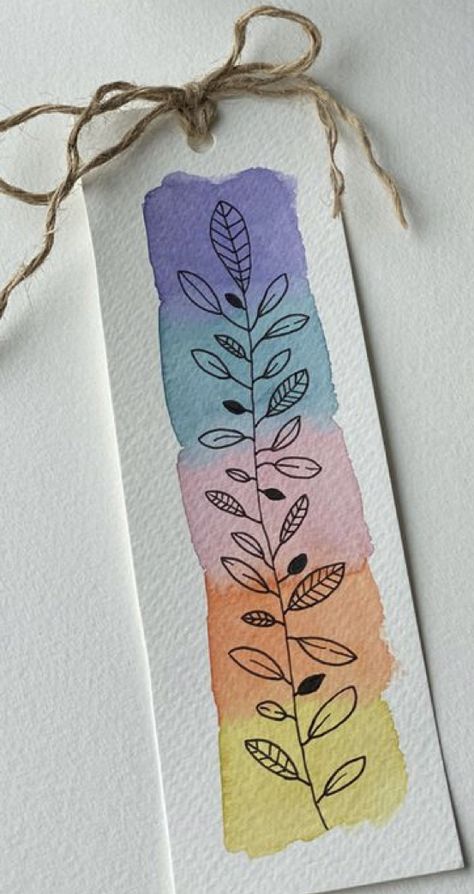 Water Painting Bookmarks, Watercolor Crafts To Sell, Watercolor On Book Pages, Watercolor Bookmarks Ideas Simple, Bookmark Ideas Watercolor, Watercolor Bookmarks Tutorials, Bookmark Watercolor Ideas, Simple Water Coloring Ideas, Watercolour Bookmarks Easy