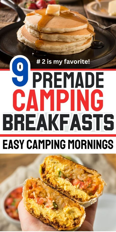 These premade camping breakfasts are perfect for busy moms camping with kids or looking for easy camping food and quick camping meals. Make ahead breakfast camping meals are great for easy camping mornings.  Do the camp cooking at home and enjoy the campfire! Easy Camping Foods Make Ahead, Best Camping Meals Make Ahead, Easy Breakfast For Camping, Kid Camping Food, Camper Meals Make Ahead, Quick Camping Meals Make Ahead, Rustic Camping Meals, Breakfast Camping Meals, Easy Camping Breakfast Ideas Make Ahead