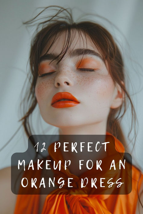 Wearing an orange dress and need the perfect makeup look? I've got you covered! From bold eyeshadow to the right lip color, discover how to create a stunning look that complements your outfit. Click to get all the makeup tips! 💄🍊 #MakeupTips #BeautyHacks #OrangeDress #FashionLook #Glamorous Lip Color For Orange Dress, How To Wear Orange, Orange Outfit Makeup, Makeup Orange Dress, Makeup For Orange Outfit, Orange Dress Makeup Ideas, Makeup With Orange Dress, Orange Dress Makeup, Makeup For Orange Dress