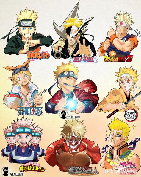 A2t Will Draw, All Anime Characters, Naruto Fan Art, Anime Version, Cartoon Crossovers, Dessin Adorable, Anime Crossover, Naruto Art, Naruto Characters