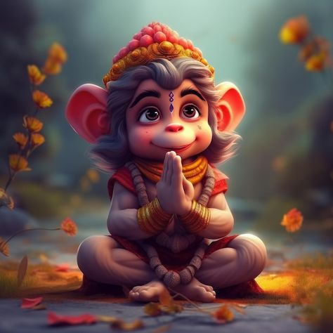 Super cute baby hanuman praying with fol... | Premium Photo #Freepik #photo #indian-god #hanuman #hindu-god #ramayana Cute God Pics, Cute God Picture, Baby Hanuman Hd Wallpaper, God Cute Images, Hanuman Cute Pics, Hanuman Ji Cute Pics, Bal Hanuman Hd Wallpaper, Baby Hanuman Ji, Cute God Images