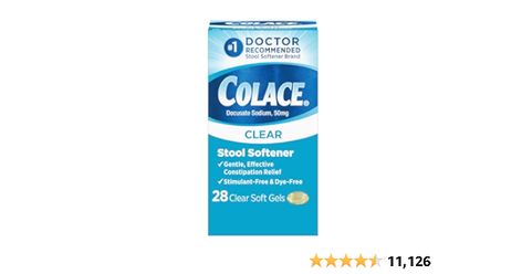 Amazon.com: Colace Clear Stool Softener Soft Gel Capsules Constipation Relief 50mg Docusate Sodium Doctor Recommended 28ct : Health & Household Stool Softener, Gel Capsules, Constipation Relief, Postpartum Care, Soft Gel, Dye Free, Active Ingredient, Pain Relief, Health