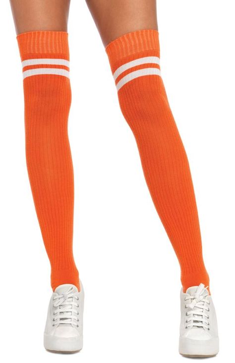 Orange Knee High Socks, Chica Cosplay, Velma Halloween Costume, High Knee Socks Outfit, Aesthetic Socks, Thigh High Sock, Socks Aesthetic, Orange Socks, Goth Fashion Punk