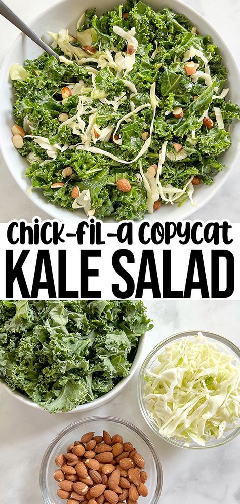 Kale Salad From Chickfila, Protein Kale Salad, Chic Filet Kale Crunch Salad, Chick Fil A Kale Crunch, Homemade Salads For Lunch, Copycat Cfa Kale Salad, Zupas Salad Recipes, Copycat Kale Crunch Salad, Kale Salads For Dinner