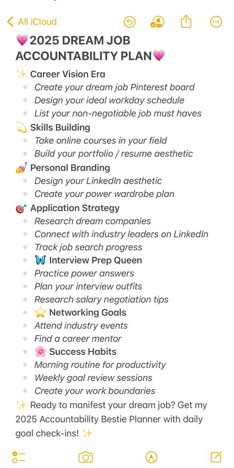 Ready to land your dream job in 2025? The Dream Job Goals Accountability Plan will guide you through creating a daily routine, setting new year goals, and building a job vision board to stay on track. Discover tips for job manifestation, planning your dream job aesthetic, and curating the perfect dream job outfit. Start turning your dream life into reality with this step-by-step guide. Click through to get started! 💖 Job Ideas Career List, List Of Jobs Career Ideas, Dream Job Pictures, Dream Jobs Aesthetic, Careers Aesthetic, Dream Job Aesthetic, Job Vision Board, Job List, Animal Biology