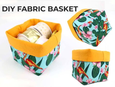 How To Make A Fabric Basket Pattern And Tutorial ⋆ Hello Sewing Fabric Basket Tutorial, Basket Tutorial, Fat Quarter Projects, Diy Bebe, Sewing School, Modern Bag, Fabric Basket, Beginner Quilt Patterns, Fabric Boxes