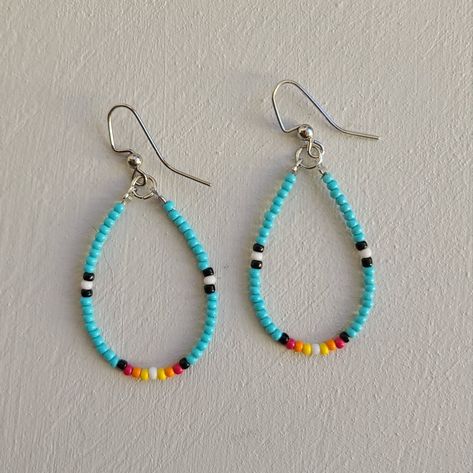 -Handmade Beaded Jewelry -1.5 In Long Hopped Beaded Earrings, Beaded Tree Earrings, Handmade Western Earrings, Indigenous Jewelry Beaded Earrings, Show Earrings, Country Western Jewelry, Turquoise Beaded Jewelry, Indian Beads Jewellery Design, Western Beaded Earrings