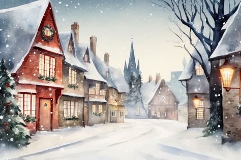 Christmas festival christmas winter street. AI generated Image by rawpixel. | free image by rawpixel.com / Aum Town Watercolor, Backgrounds Christmas, Christmas Background Images, Village Christmas, Christmas Festival, Winter Street, Snow Village, Christmas Town, About Christmas