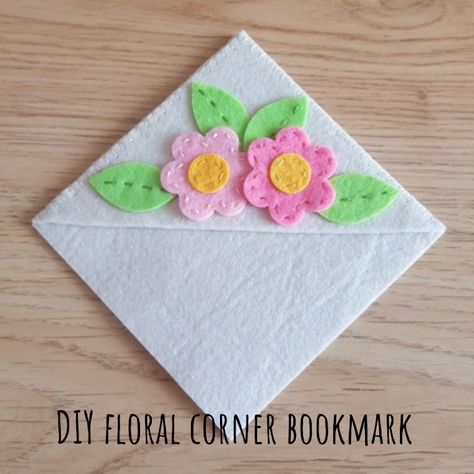 How To Make Corner Bookmarkers, Letter Corner Bookmark, Corner Bookmarker Diy, Corner Bookmarks Felt, Felt Bookmark Pattern Free Printable, Felt Flower Bookmark Diy, Felt Book Markers, Bookmark Felt Diy, Embroidery Bookmark Corner