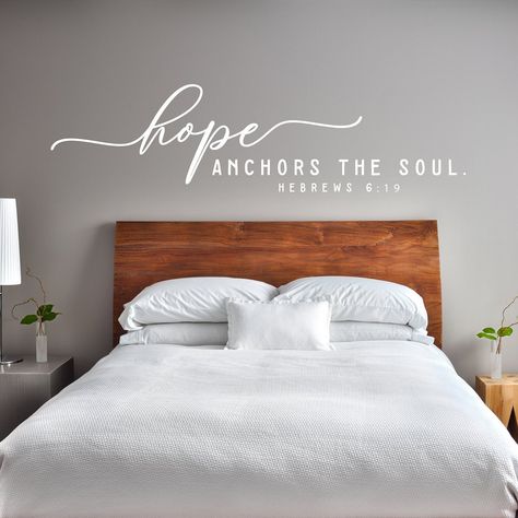 Our modern font Bible verse decal "Hope anchors the soul" from Hebrew's 6 wall decal comes in the color of your choice. This hope quote wall decal scripture church wall art looks like it's painted on your wall. It is a great christian quote vinyl sticker that goes up in minutes. TRANSFORM YOUR WALLS WITH OUR SCRIPTURE WALL DECALS  * Versatile application on various surfaces including mirrors, wood, acrylic, walls, and windows for indoor or outdoor use  * Customizable sizing and color options to Bible Verse Vinyl, Hope Anchors The Soul, Christian Wall Decals, Hope Scripture, Scripture Wall Decal, Church Wall Art, Vinyl Wall Lettering, Hope Anchor, Scripture Quote