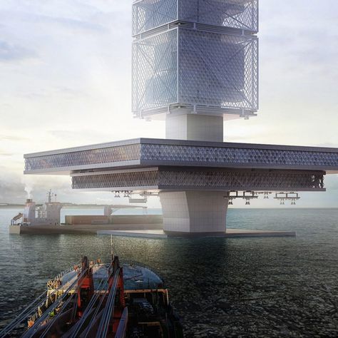 Architectural designer and visualiser Honglin Li has proposed deploying floating high-rise waste-to-energy plants fuelled by plastic waste to clean up the oceans while generating electricity. Tidal Power, Great Pacific Garbage Patch, Waste To Energy, Ocean Cleanup, Oil Platform, Ocean Pollution, Environmental Problem, Skyscraper Architecture, Sustainable Energy