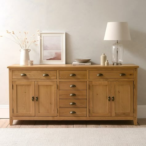 Side Units Living Rooms, Side Cupboard Living Rooms, Wooden Buffet Cabinet, Natural Wood Sideboard, Living Room Buffet, Cupboard Living Room, Oak Furniture Living Room, Oak Buffet, Rustic Oak Furniture