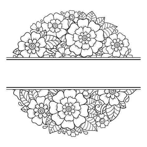 Premium Vector | Mehndi flower in form of heart. decoration in ethnic oriental, indian style. Ready Rangoli, Mehndi Flower, Lemon Watercolor, Mehndi Style, Book Notebook, Vector Frame, Doodle Coloring, Floral Mandala, Decorative Pattern