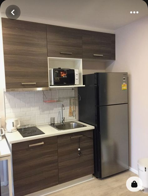 Small Kitchen Units, Kitchenette Design, Kitchen Unit Designs, Micro Kitchen, Apartemen Studio, Simple Apartments, Small Kitchenette, Tiny Kitchen Design, Desain Pantry