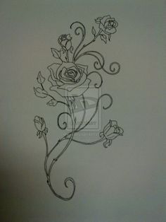 Rose Vine Drawing, Rose Vine Tattoos, Memorial Tattoo Quotes, Drawing Rose, Mum Tattoo, Watercolor Rose Tattoos, Vine Drawing, Flower Tattoo On Side, Flower Tattoo Back