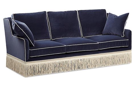 Navy velvet sofa