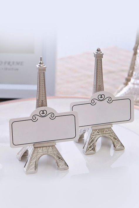 Chrome Eiffel Tower Place Card Holders CGF0215 (Set of 6 pcs) Paris Themed Birthday Party, Paris Bridal Shower, Paris Theme Wedding, Parisian Party, Paris Birthday Parties, Paris Theme Party, Reception Table Decorations, Paris Birthday, Place Card Holder