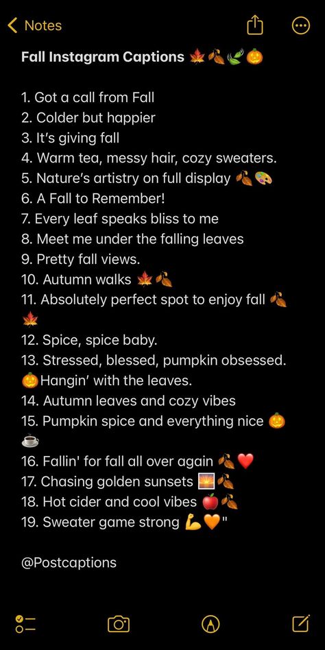 If you're looking for the perfect captions to capture all of the autumnal beauty, look no further. We've collected the best fall captions that will make your Instagram posts shine. Autumn Fall Quotes, Fall Post Captions, Life Update Captions For Instagram, Earthy Captions, Autumn Instagram Story Ideas, Girly Esthetics, Fall Story Instagram, Autumn Story Instagram, Fall Ig Captions