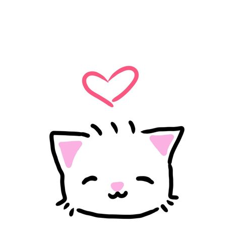 Heart Cat Drawing, Simple Heart Drawing, Cat Simple Drawing, Cat Drawing Simple, Plan Workout, Cat Doodle, Heart Drawing, Cat Icon, Chibi Drawings