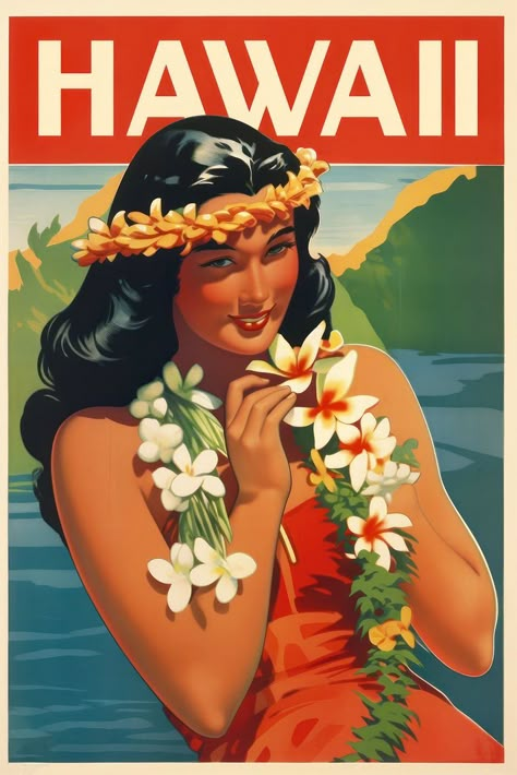 Retro Hawaii, Hawaii Theme, Poster Beach, Tropical Wall Decor, Hawaii Art, Surf Poster, Hawaiian Art, Vintage Tiki, Retro Travel Poster