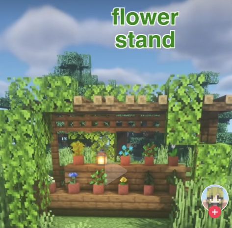 Minecraft Building Ideas Flower Shop, Flower Shop Minecraft Inside, Flower Stall Minecraft, Plant Shop Minecraft, Spring Minecraft Builds, Flower Stand Minecraft, Flower Field Minecraft, Minecraft Flower Stand, Flower Shop Minecraft