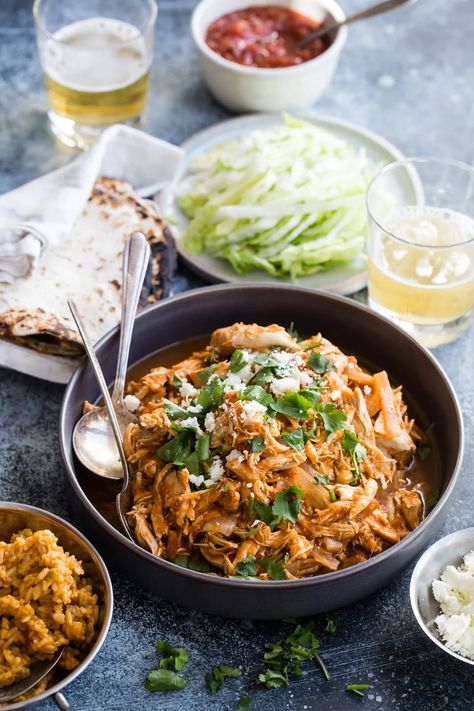 Chicken Tinga - Culinary Hill Authentic Chicken Tinga Recipe, Authentic Chicken Tinga, Tinga Recipe, Chicken Tinga Recipe, Chicken Tinga, Stewed Tomatoes, Salad Side Dishes, Party Food Appetizers, Taco Tuesday