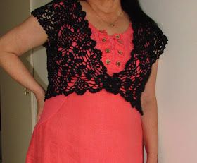 Virkattu bolero V Neck, Crochet, Women's Top