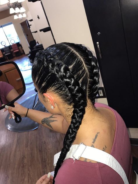 French Braids Long Hair, Braided Hairstyles Mexican, Prison Braids, Puerto Rican Braids Women, Braids Hairstyles For Latinas, Braids Hairstyles Mexican, Two Braids Hairstyle Mexican, Dutch Braids With Edges, Medium Length Dutch Braids