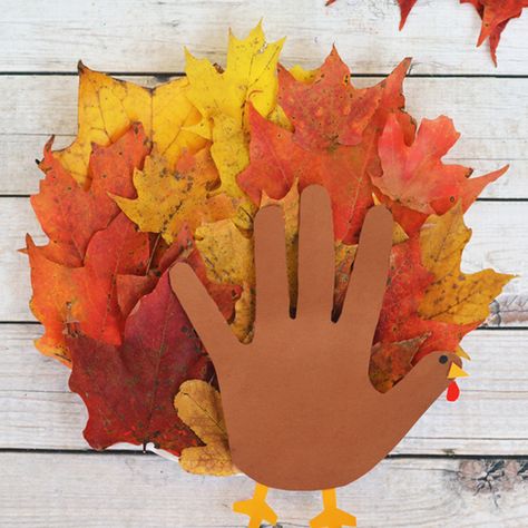 leaf crafts handprint turkey Craft With Leaves, Turkey Diy Crafts, Handprint Turkey, Turkey Handprint Craft, Turkey Crafts Kids, Thanksgiving Crafts For Toddlers, Fun Thanksgiving Crafts, Leaf Turkey, Turkey Handprint