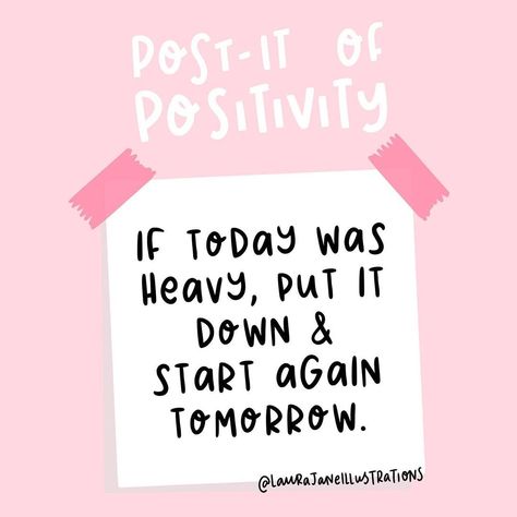 @laurajaneillustrations shared a photo on Instagram: “Don’t let a heavy day at the start of the week become baggage for tomorrow.  If today was heavy, put it down.  If today was messy, dust…” • Jun 22, 2020 at 8:36pm UTC Today Was Heavy, Beautiful Day Quotes, Positive Living Quotes, New Day Quotes, Challenge Quotes, Hustle Quotes, Empowerment Quotes, Reminder Quotes, Self Love Quotes