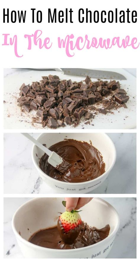 How to Melt chocolate in the microwave - learn how to easily melt chocolate in the microwave so you use less dishes and no more burnt chocolate! How To Make Melting Chocolate, How To Melt Chocolate In Microwave, Melting Chocolate In Microwave, How To Melt Chocolate, Melt Chocolate In Microwave, Milk Chocolate Recipes, Dark Chocolate Recipes, Cacao Recipes, Bakers Chocolate