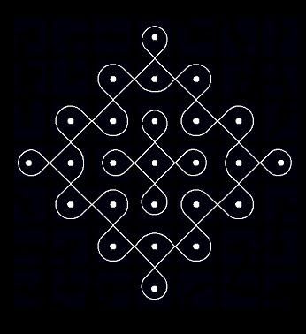 7 - 1 parallel dots (Neer Pulli) Kolam - Start with 7 dots in the center, leave one dot at both ends and stop at 1 by putting parallel dots... Rangoli Inspiration, Dot Kolam Designs, Simple Rangoli With Dots, Kolam Art, Dot Kolam, Dots Kolam, Easy Rangoli Designs Videos, Dot Rangoli, Pulli Kolam