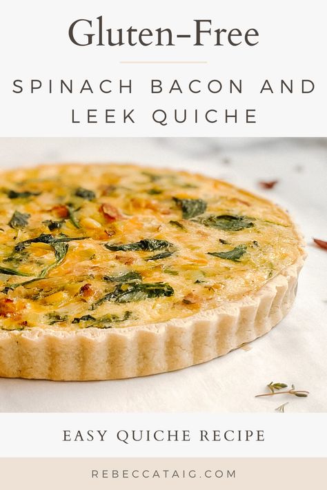 Quiche Recipes Gluten Free, Quiche Gluten Free, Gluten Free Breakfast Quiche, Gf Quiche, Spinach Bacon Quiche, Gluten Free Spinach Quiche, Gluten Free Quiche Crust, Quiche Recipes Leek, Spinach Bacon Quiche Recipes