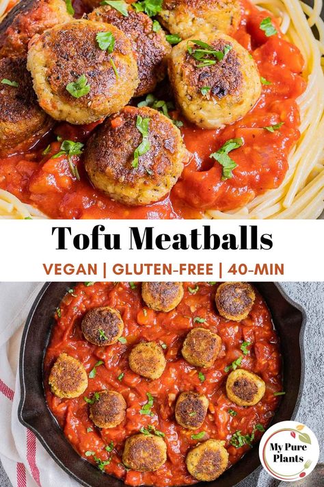 Frozen Tofu, Tofu Meatballs, Vegan Meatballs Recipe, Chickpea Meatballs, Meatless Meatballs, Vegan Spaghetti, Vegan Meatballs, Vegan Tofu, Vegan Pasta Recipes