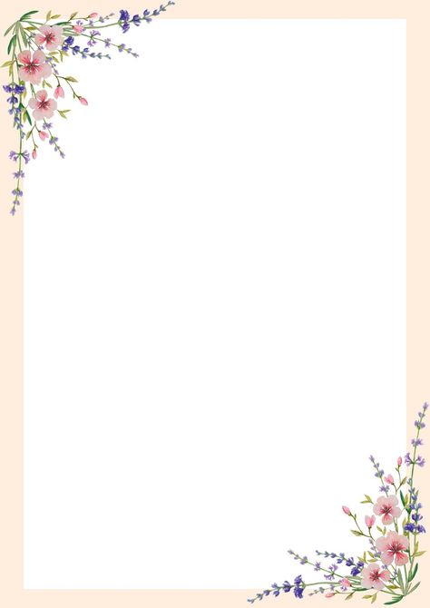 Beige Pink Floral Watercolor Page Border - Templates by Canva Canva Borders, Simple Flower Border, Pink Floral Watercolor, Pastel Minimalist, Colorful Borders Design, Border Templates, Cute Borders, Colorful Borders, Hairstyles Videos