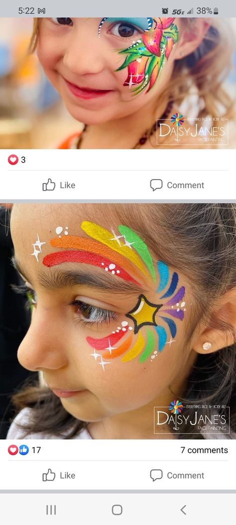 Halloween Cute Face Paint, Back To School Face Paint, Rainbow Dash Face Paint, Easy Carnival Face Painting Ideas, Rainbow Face Paint Easy, Fairy Face Paint Easy For Kids, Sunshine Face Paint, Facepainting Ideas Adults, Easy Festival Face Paint