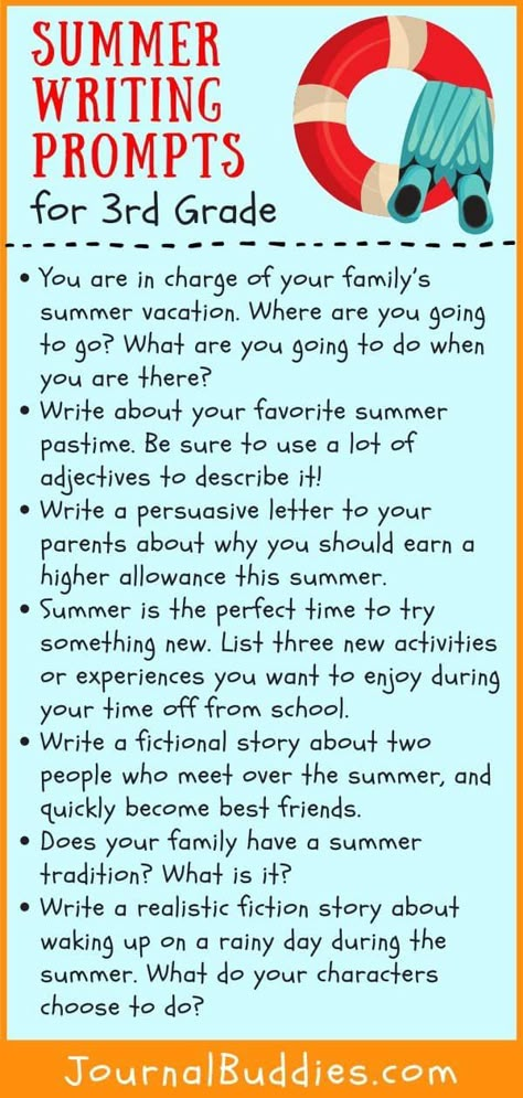 Summer Learning 3rd Grade, Summer Writing Prompts 2nd Grade, 3rd Grade Summer Activities, Summer Learning Activities 3rd Grade, 3rd Grade Journal Prompts, Writing Ideas For 3rd Grade, Homeschool 3rd Grade Curriculum, 3rd Grade Summer School Activities, 3rd Grade Writing Activities