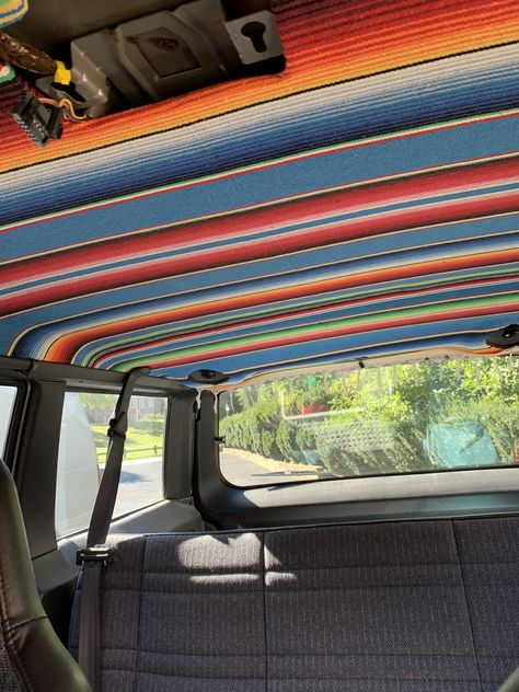 Truck Headliner Ideas Western, Truck Headliner Ideas, Car Roof Interior Diy, Car Headliner Ideas, Truck Decorations Interior, Headliner Ideas, Jeep Cherokee Interior, Truck Interior Accessories, Car Ceiling