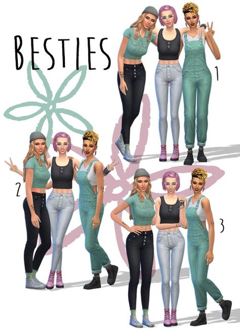 Sims 4 Gallery Poses Group, Best Friend Pose Pack Sims 4, Sims 4 Group Poses, Sims 4 Gallery Poses, Gallery Poses, Full Body Poses, Poses Friends, Toddler Poses, Female Sims