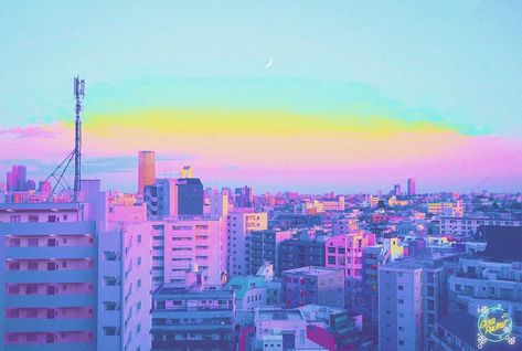 Tokyo Sunset, Pastel Scenery, Tokyo Aesthetic, Japan Color, Sunset City, Vaporwave Aesthetic, Japan Aesthetic, Artist Aesthetic, Aesthetic Japan