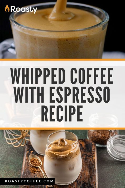 I'm pretty sure you've heard of whipped coffee. If you haven't, get on the bandwagon already! This recipe uses espresso instead of the usual ground coffee. Probably only a good recipe for all the REAL coffee lovers out there. #coffee #espresso #whippedcoffee Coffee With Espresso, Expresso Recipes, Whipped Coffee Recipe, Espresso Recipe, Cappuccino Recipe, Espresso Recipes, Vietnamese Iced Coffee, Whipped Coffee, Coffee Ideas