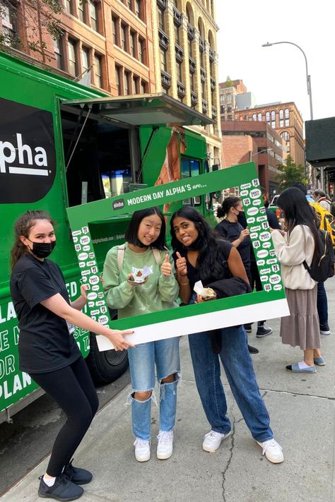 Alpha Foods Tour Branded Props Activation Campaign, Summer Activation, Sampling Booth, University Food, Product Sampling, Food Sampling, Marketing Activations, Selfie Frame, Campus Events