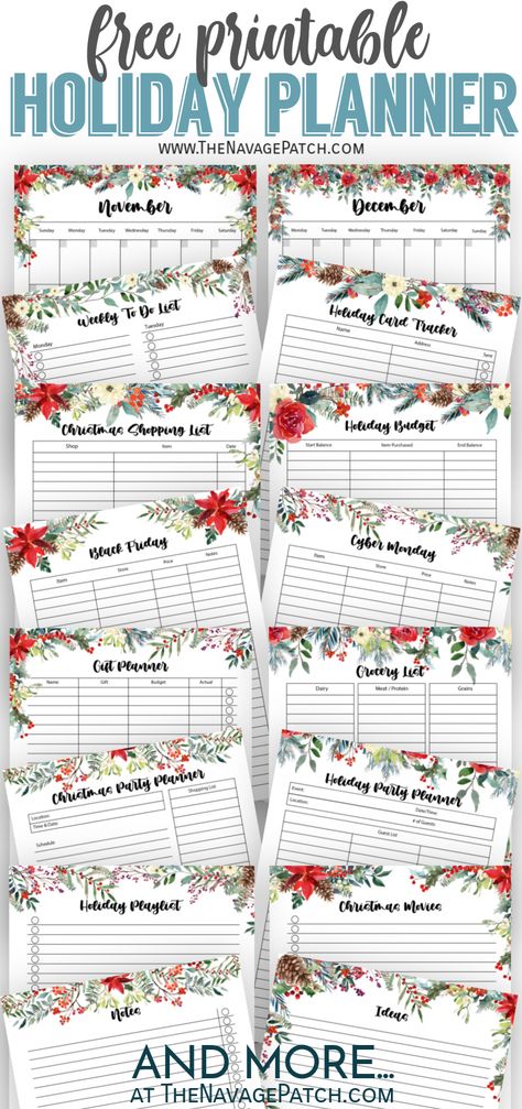 Free Printable Holiday Planner | Free Printable Christmas Planner | Free Printable Watercolor Floral Planner | Free Printable Holiday Budget Sheet | Free Printable Holiday Checklists | Free Printable Holiday Decorations Planner | Free Printable Monthly Calendar | Free Printable Weekly To Do List | Free Printable Stress-Free Holiday Planner | Free Printable Recipe Card for the Holidays | #TheNavagePatch #FreePrintable #FreePlanner #FreeHolidayPlanner #FreeHolidayCalendar | TheNavagePatch.com Christmas Budget Printable Free, Happy Planner Christmas Free Printables, Christmas Planning Printables Free, Christmas Planner Printables Free 2023, Free Christmas Planner Printables, Holiday Planner Printables Free, Christmas Planner Printables Free, Holiday Planning Printables, Free Printable Christmas Planner