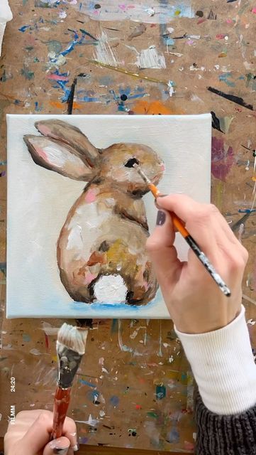 Lindsay King Smith Art on Instagram: "It’s the 20th day of #28februaryflowers with @amanda_evanston Today’s prompt was BUNNY 🐰I thought he was so cute, he didn’t need any flowers. New Today in my Shop! Link in bio. “Peter” Acrylic on canvas. 8 in. x 8 in. #bunnypainting #paintingoncanvas #marylandartist #artlove #creativelife #goldenpaints #showyourwork #paintingoftheday #mixedmediaart #dailypost #inthestudio #artselective #colorpassionjoy #stilllifepainting #28februaryflowers2023 #doitf Paintings Of Bunnies, Bunny Painting Acrylic Tutorial, Bunny Painting Ideas, Bunny Painting Easy, Amanda Evanston, Acrylic Bunny, Easter Paintings, Acrylic Tutorials, Bunny Painting