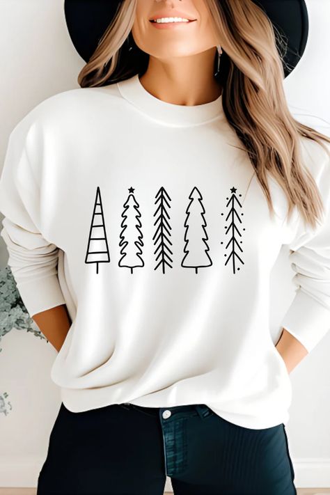 Sweater Christmas Tree Outline Christmas Tree Shirt Minimalist - Etsy Christmas Sweater Cricut, Christmas Tree Outline, Tree Outline, Cute Christmas Sweater, Cricket Ideas, Christmas Tree Shirt, Minimalist Christmas, Tree Shirt, Sweatshirt Cute