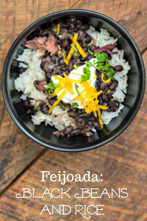 Feijoada, or, Brazilian Black Beans and Rice is the National Dish of Brazil. #blackbeans #Brazilian #recipe #frugal via @thatSusanW Brazilian Rice And Beans, Portugese Recipe, Brazilian Black Beans, Black Beans And Rice Recipe, Feijoada Recipe, Frugal Homemaking, Disney Night, Brazilian Dishes, Wholesome Living