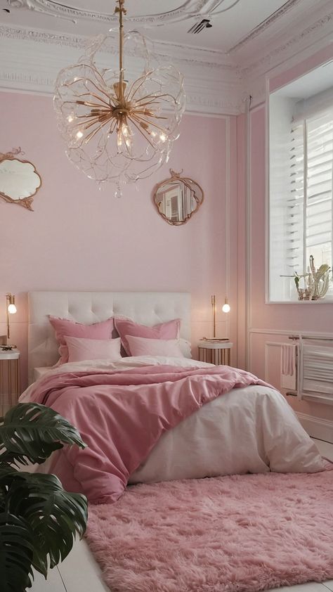 Transform your space with these stunning pink bedroom ideas From soft teens' rooms to dark rose-themed adult bedrooms we've got you covered with grey black white and kid-friendly designs Discover how to incorporate shades of green dusty pink and girly accents into your small or large bedroom Dusky Pink Bedroom, Light Pink Bedrooms, Rose Gold Bedroom, Pink Bedroom Design, Pink Bedroom Ideas, Gold Bedroom, Pink Bedrooms, Space Room, Neutral Bedroom